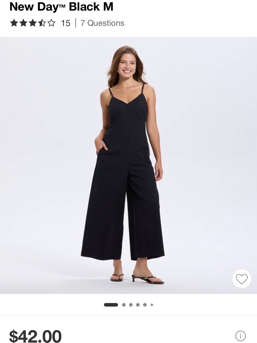 a new day Black Cropped Wide-Leg Spaghetti Strap Jumpsuit